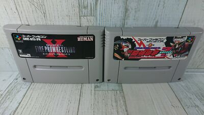 Super Famicom Super Fire Pro Wrestling X etc. Set of 2 Japanese Ver. USED Games