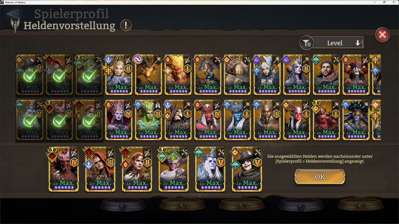 Watcher Of Realms, 104 LegendÃ¤Re + Aufwertungen