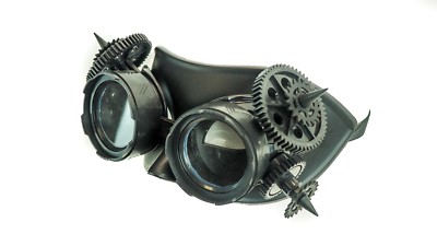 Cyber Steampunk Gear Black Goggles Mask Spike Masquarade Cosplay Haloween 