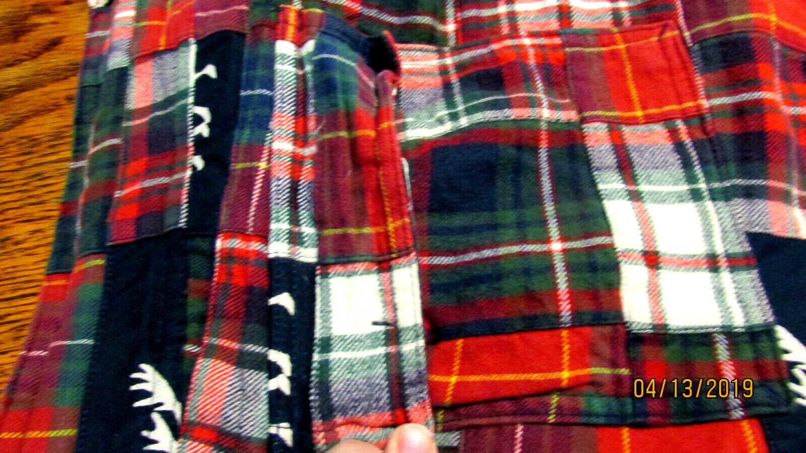 MENS ABERCROMBIE & FITCH PATCHWORK FLANNEL LOUNGE PANTS SIZE L HEAVY MOOSE RED P