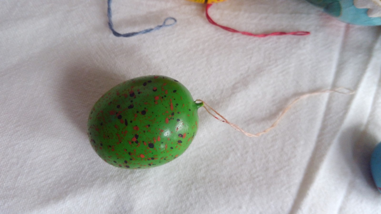 4 Vintage Hand Painted Egg Ornaments Christmas & Easter with one large paper egg