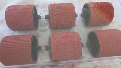 Stampin' Up! Lot of 38 rubber rolling wheel stamps handles edgers, some new