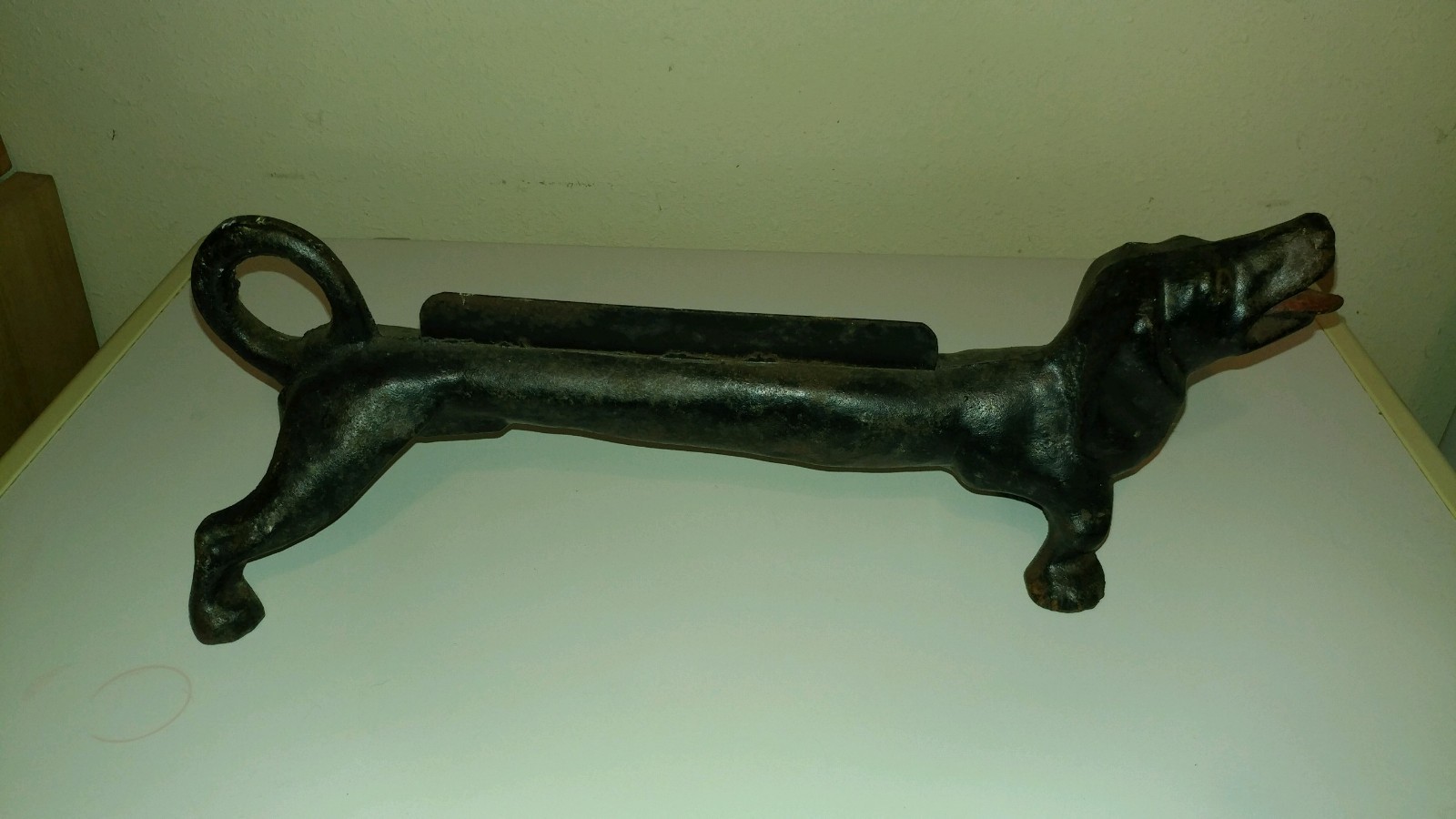 Hubley Cast Iron Boot Scraper Wiener Dog Original Paint Statue Tool Doorstop