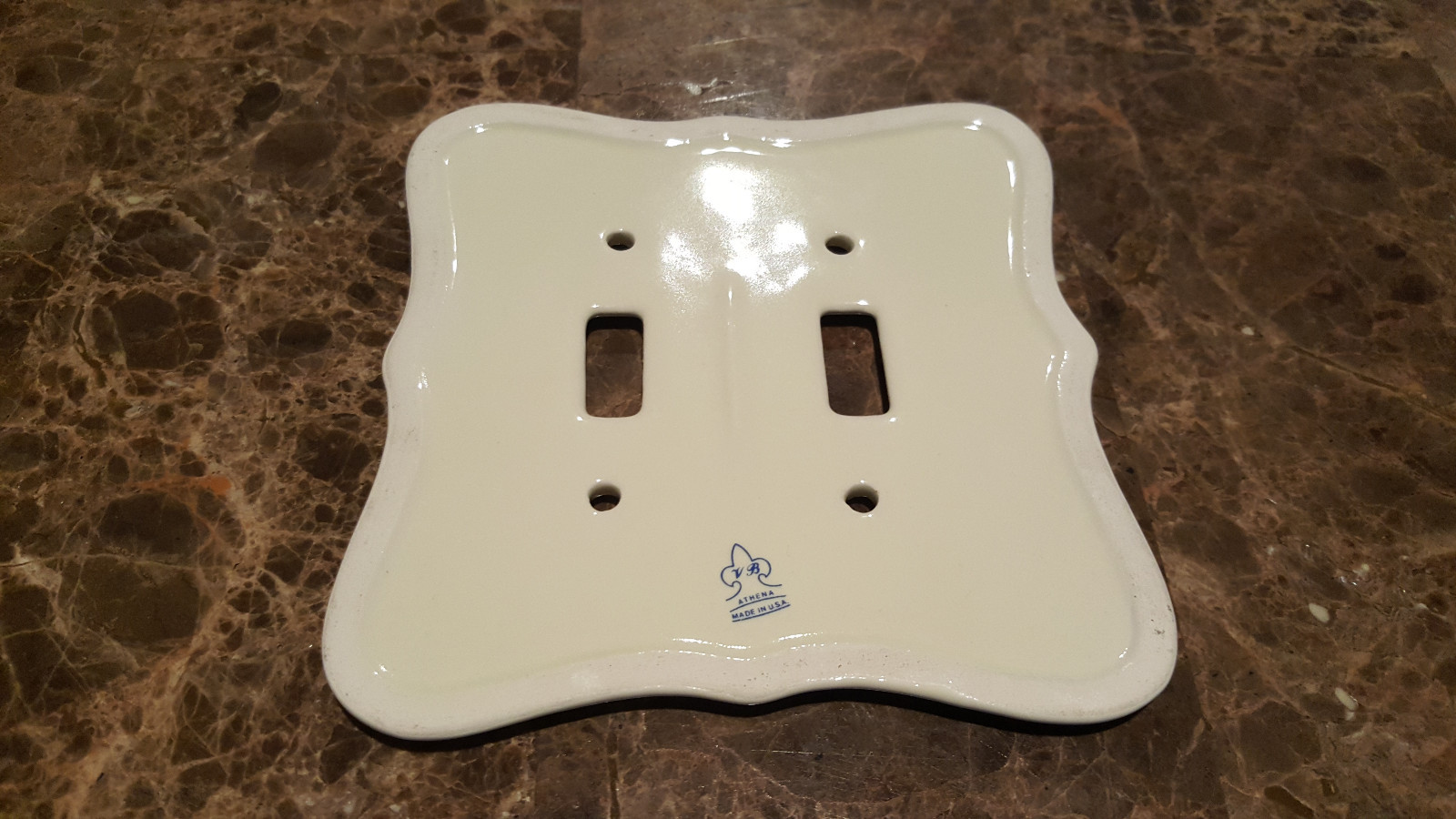Vintage VB Athena Porcelain Double Light Switch Cover.