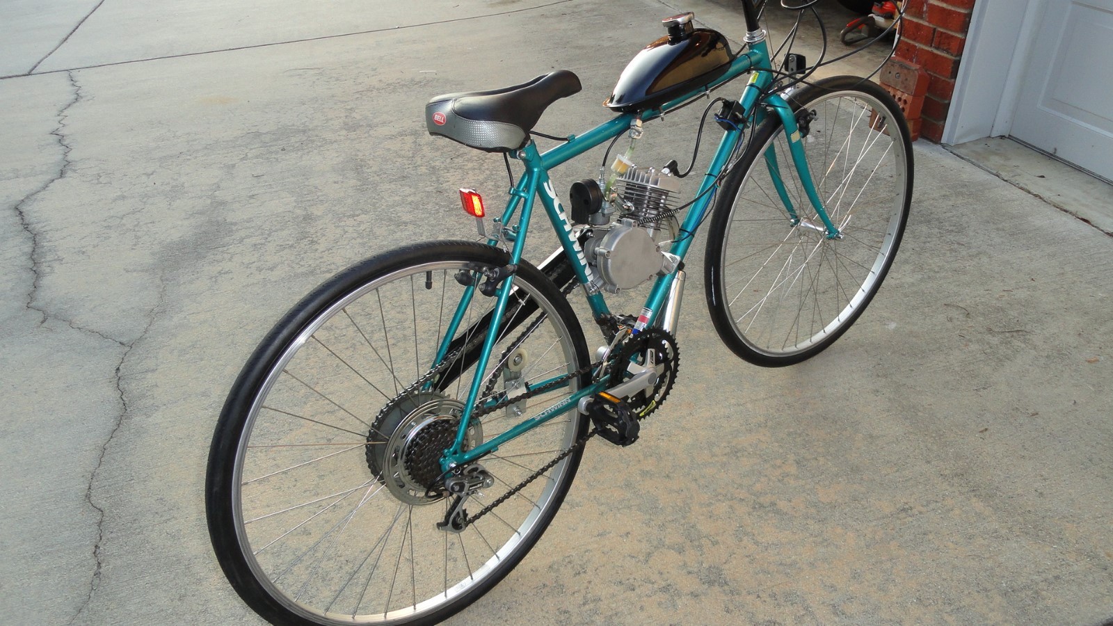 Motor bike Schwinn CrossFit 18 speed derailer. 80 cc engine conversion kit.