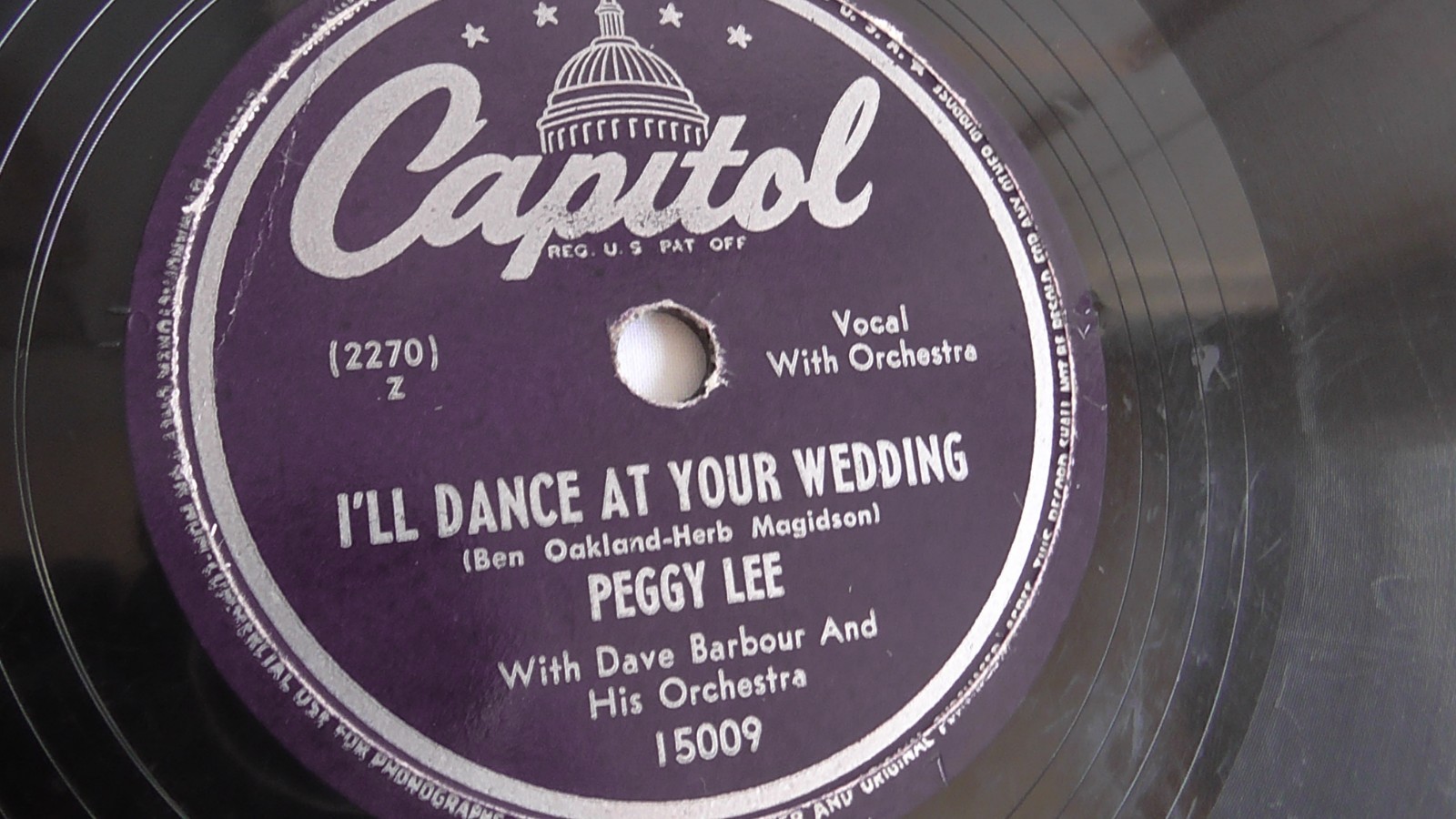 Peggy Lee - 78rpm single 10-inch – Capitol #15009 I'll Dance