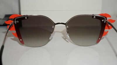 Pre-owned Prada Sunlgasses Silver Black Red Gradient Grey Mirror Pr 59vs 4275o0 64 140 In Gray