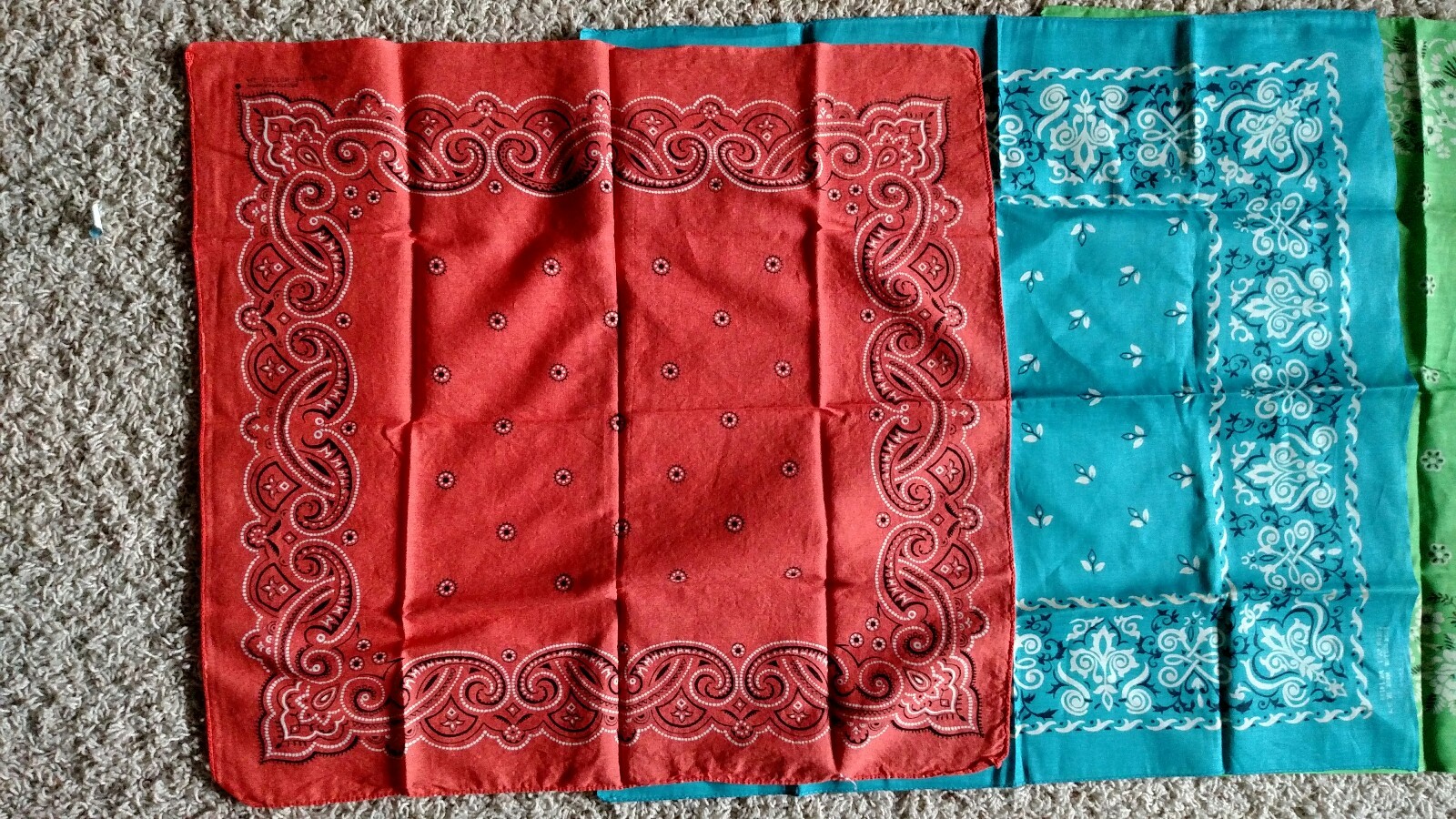 4 Vintage Cotton Bandanna Wash Color Fast 14193 USA Cotton all Different