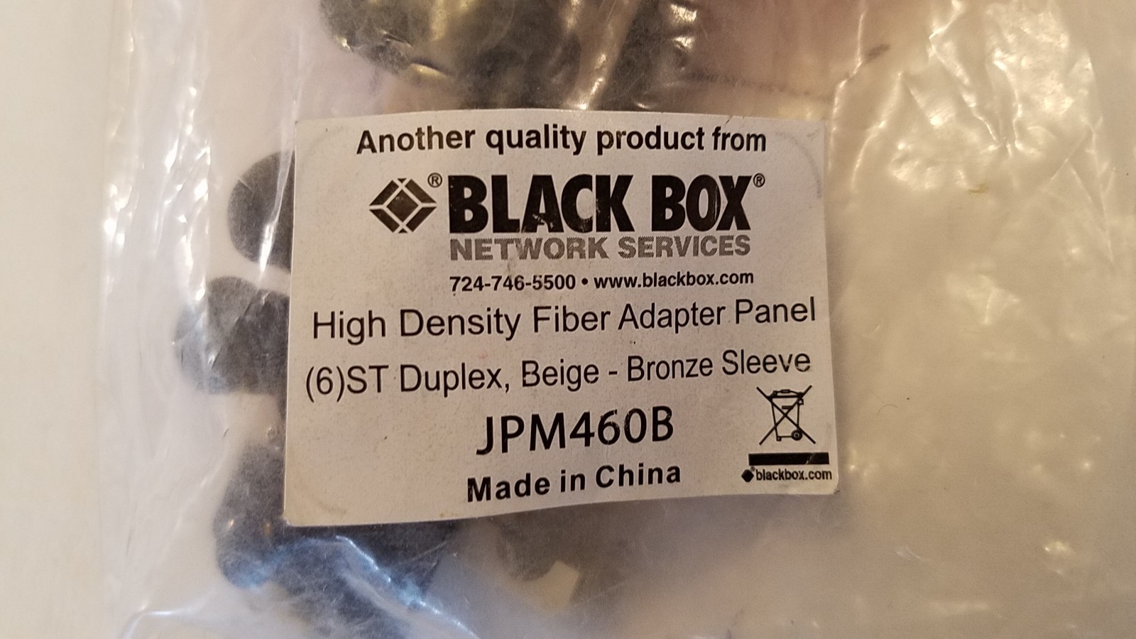 JPM460B Black Box ST Fiber Adapter Panel - High Density, (6) ST Duplex, Ceramic