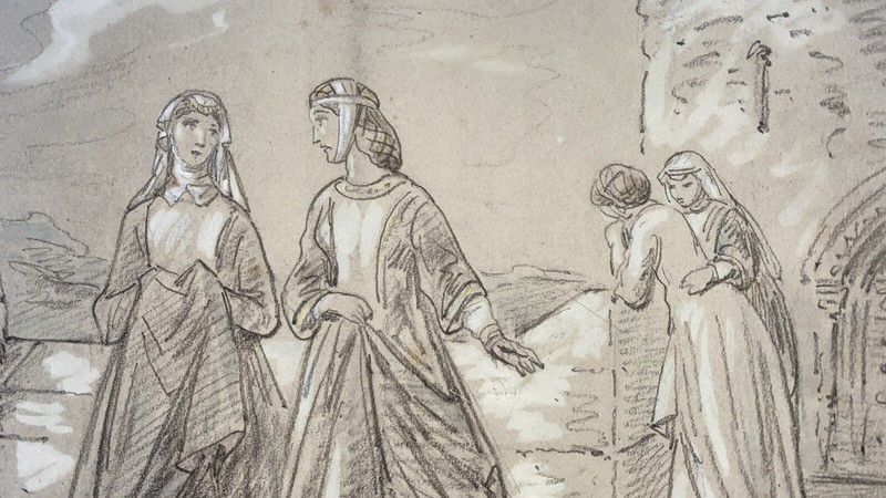 Isidore Pils (1813-1875) Â«Â VeuvesÂ Â» Bataille Charles I Dessin Original Ancien