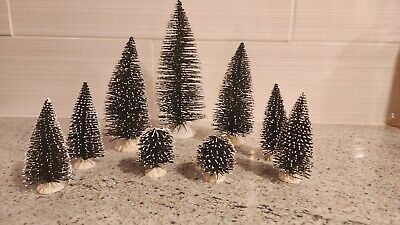 Christmas Lemax Village Lot Of 9 TREES AND BUSHES dark green 