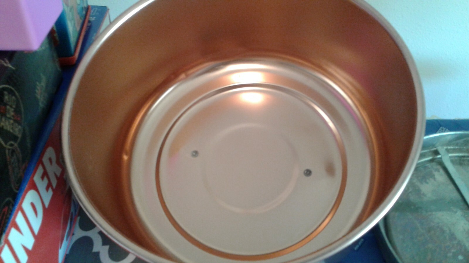 Vintage copper cake cover with locking bottom