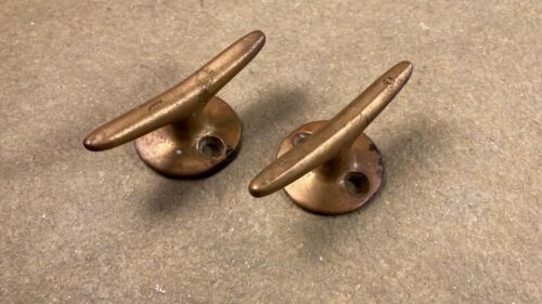 Pair of Antique 2 1/2" inch Long Bronze Boat Fender Cleats Wood Boat Parts