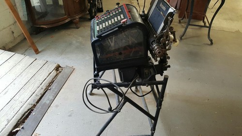 Antique Burroughs Adding Machine W/ Stand & Light