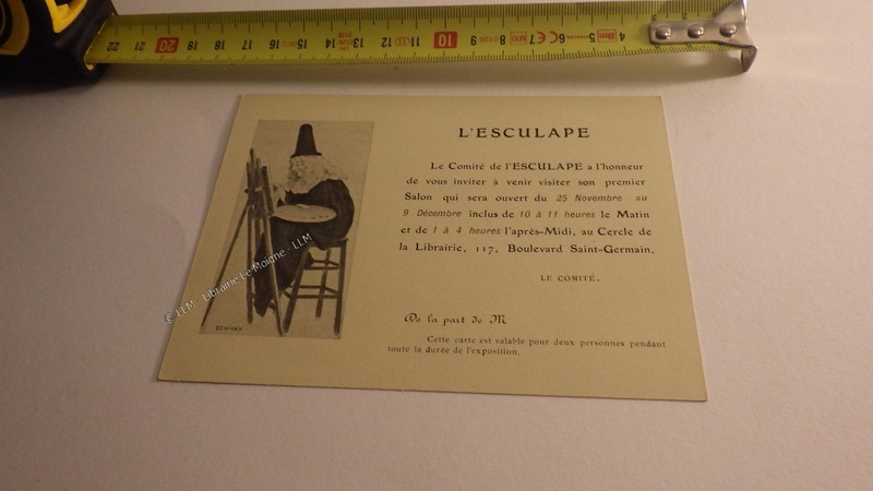 1900.ComitÃ© De L'Esculape (Invitation Exposition .MÃ©Decine De HÃ©Rain.).