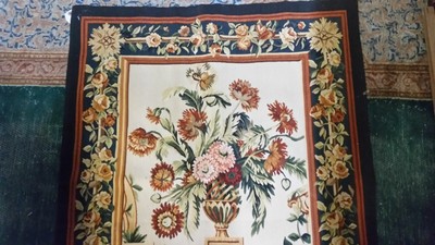 HAND Tied Woven FRENCH AUBUSSON TAPESTRY Cherubs & Flowers All Wool 6 ft long