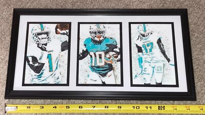 MIAMI DOLPHINS   15x8'' FRAME   Tua Tagovailoa Tyreek Hill Waddle WALL DECOR ART