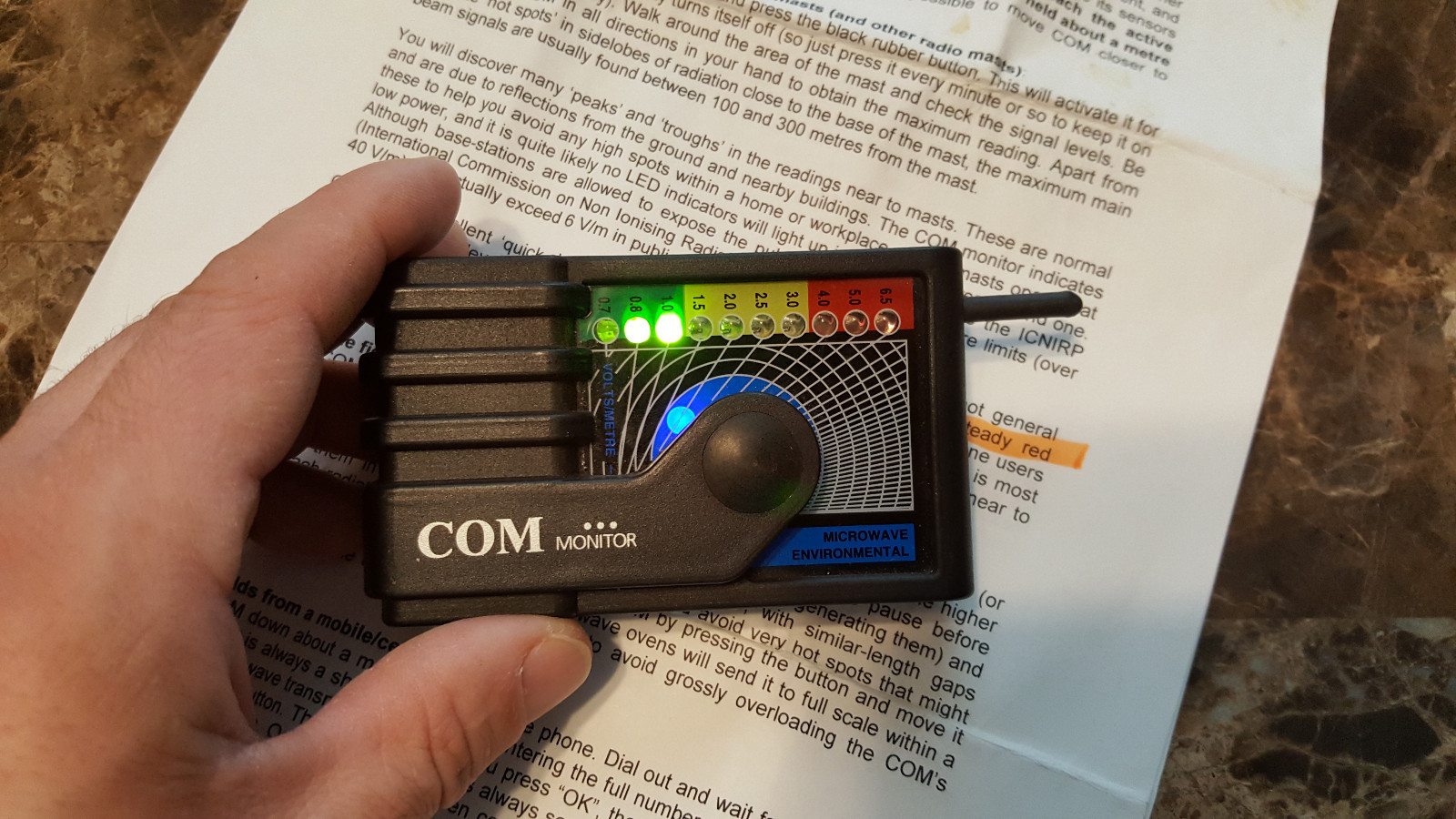 COM environmental microwave monitor. With instructions included.