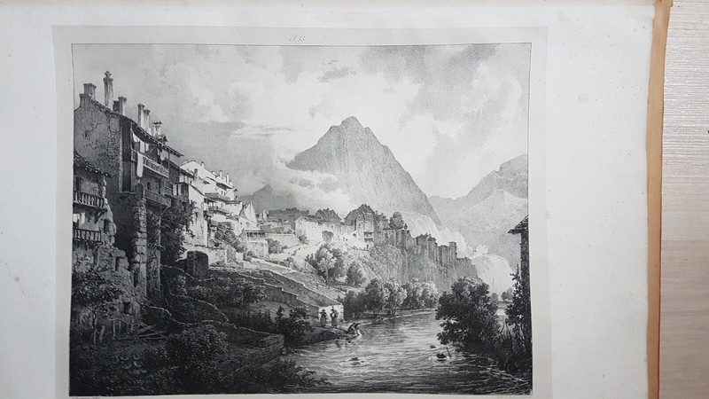 Lithographie Originale Engelmann Villeneuve 1825 Saint-Claude Franche-ComtÃ© Jura