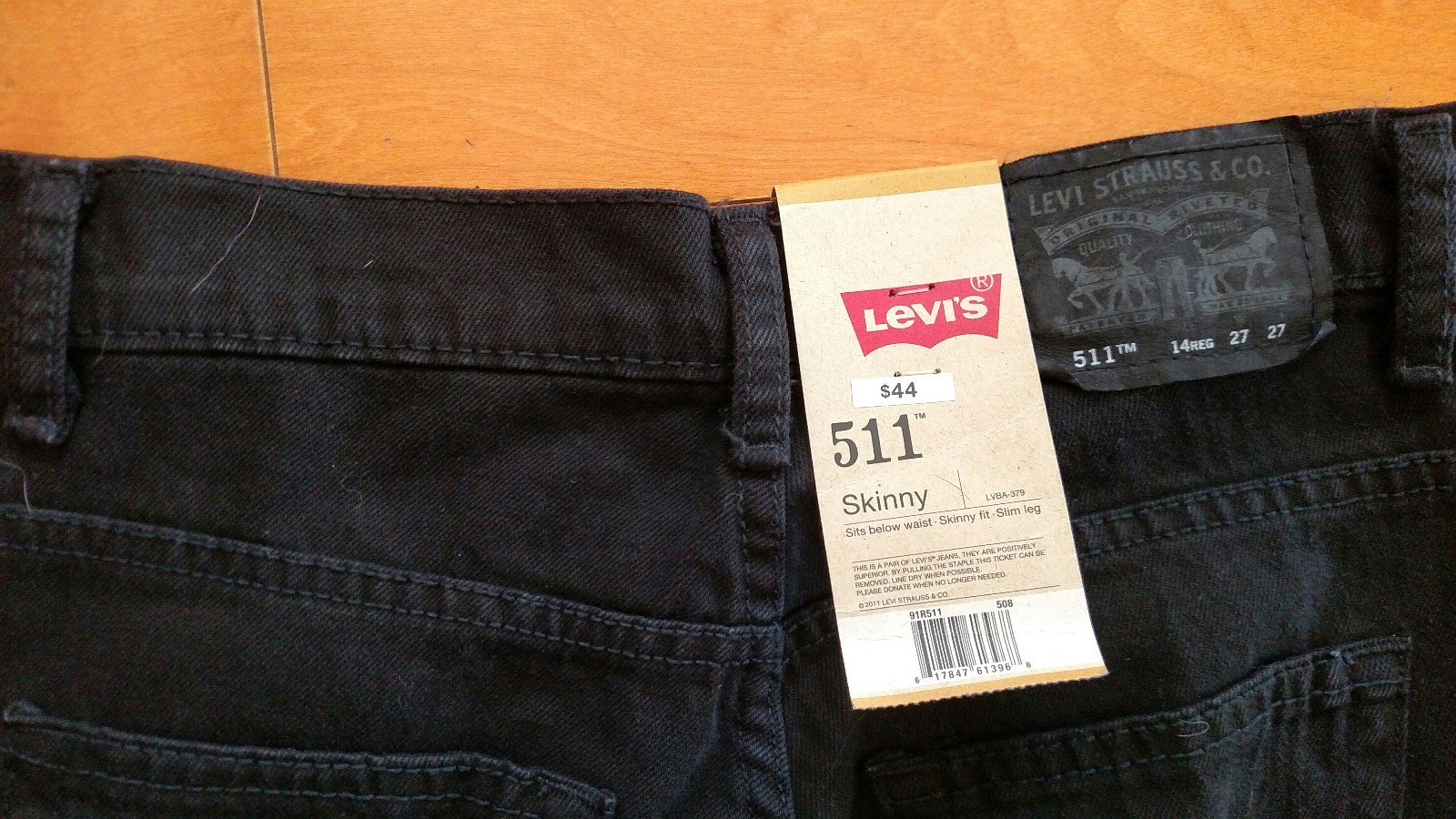 Authentic Levis Boys Youth 511 Skinny Denim Jeans sz 14 or 27