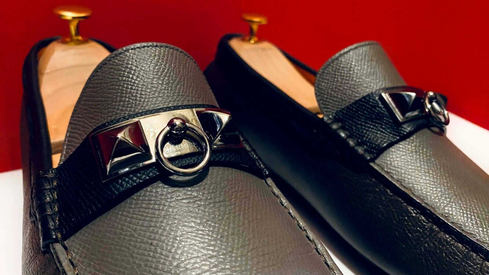 $1289.00!! HERMES MEN BLACK & BROWN LUXURY IRVING LOAFERS $1289.00!! HERMES MEN BLACK & BROWN LUXURY IRVING LOAFERS