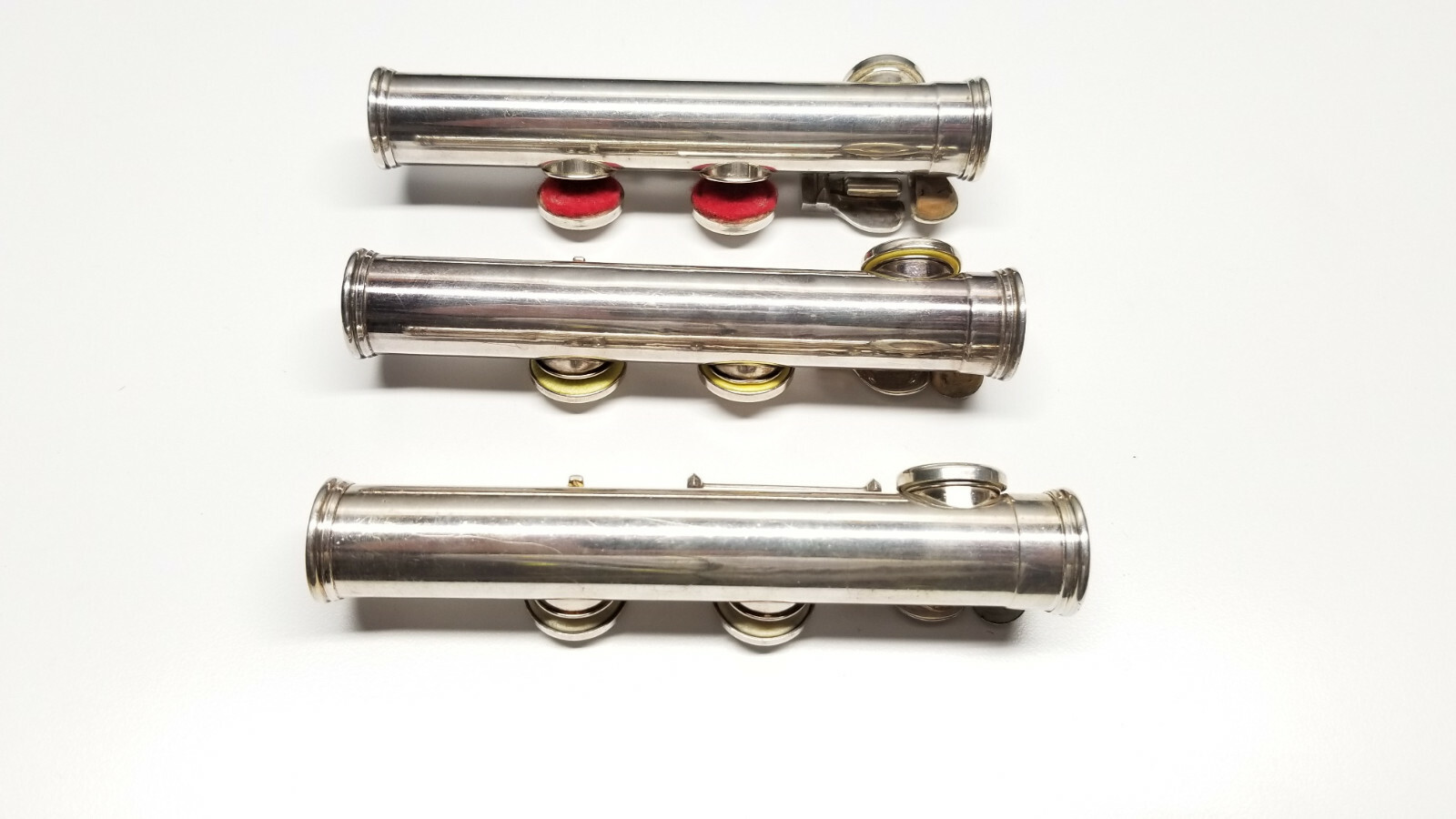 Three Gemeinhardt 2SP Silver Plated Flute C Footjoints ONLY for Parts or Repair
