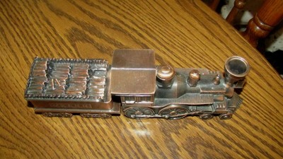 Lot 2 Banthrico W.&A.R.R. Train Engine & Log Car Cast Metal Banks The General
