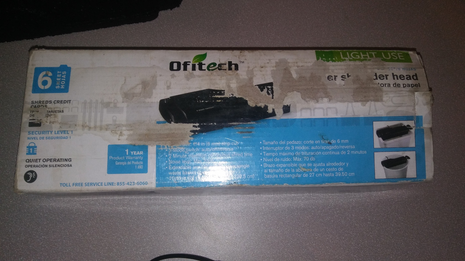 Ofitech 6 Sheet Paper Shredder OS603H -E0301, New, Open Box, Ships quick