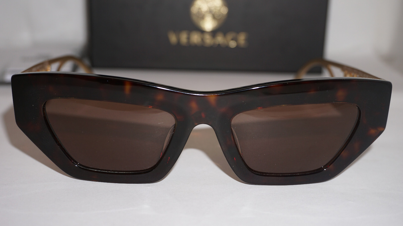 Pre-owned Versace Sunglasses Havana Gold Logo Brown Ve4432u 108/73 53 145