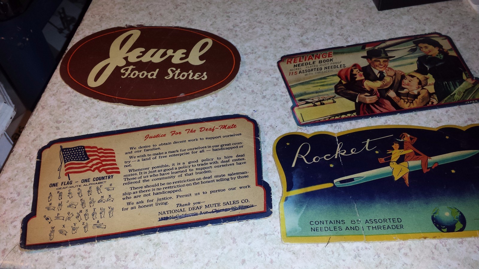 VINTAGE NEEDLE PACKS ADVERTISING NEEDLE PACKS LOT OF 4 AS IS