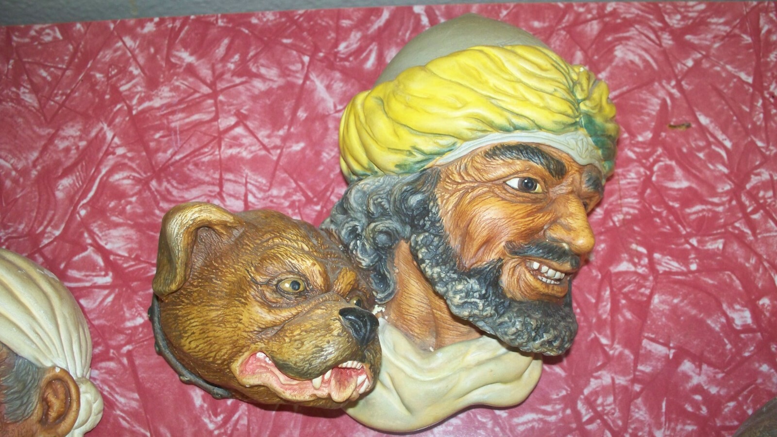 Six 6 vintage chalkware head heads pirate fagin some made in England