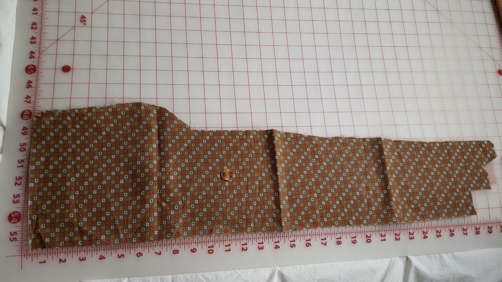 VTG Cotton Fabric 30s Quilt Doll Brown orange Yellow Beige Flowers Green