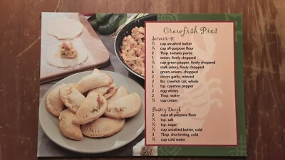 LOUISIANA CRAWFISH PIES GLOSSY RECIPE POST CARD