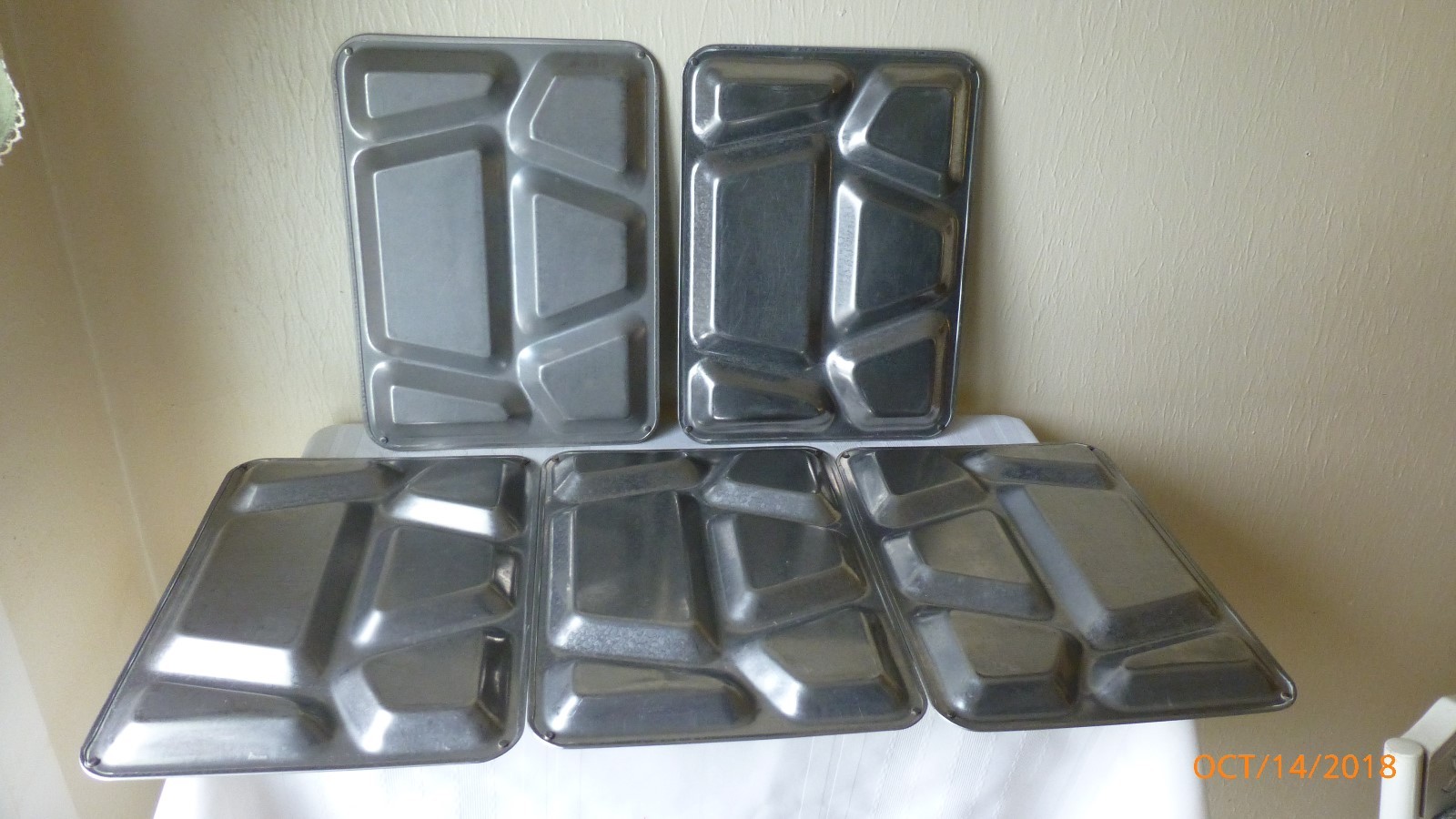 Vintage Steel Prison Military Cafeteria Heavy Duty Lunch Food Tray 1951 Set of 5