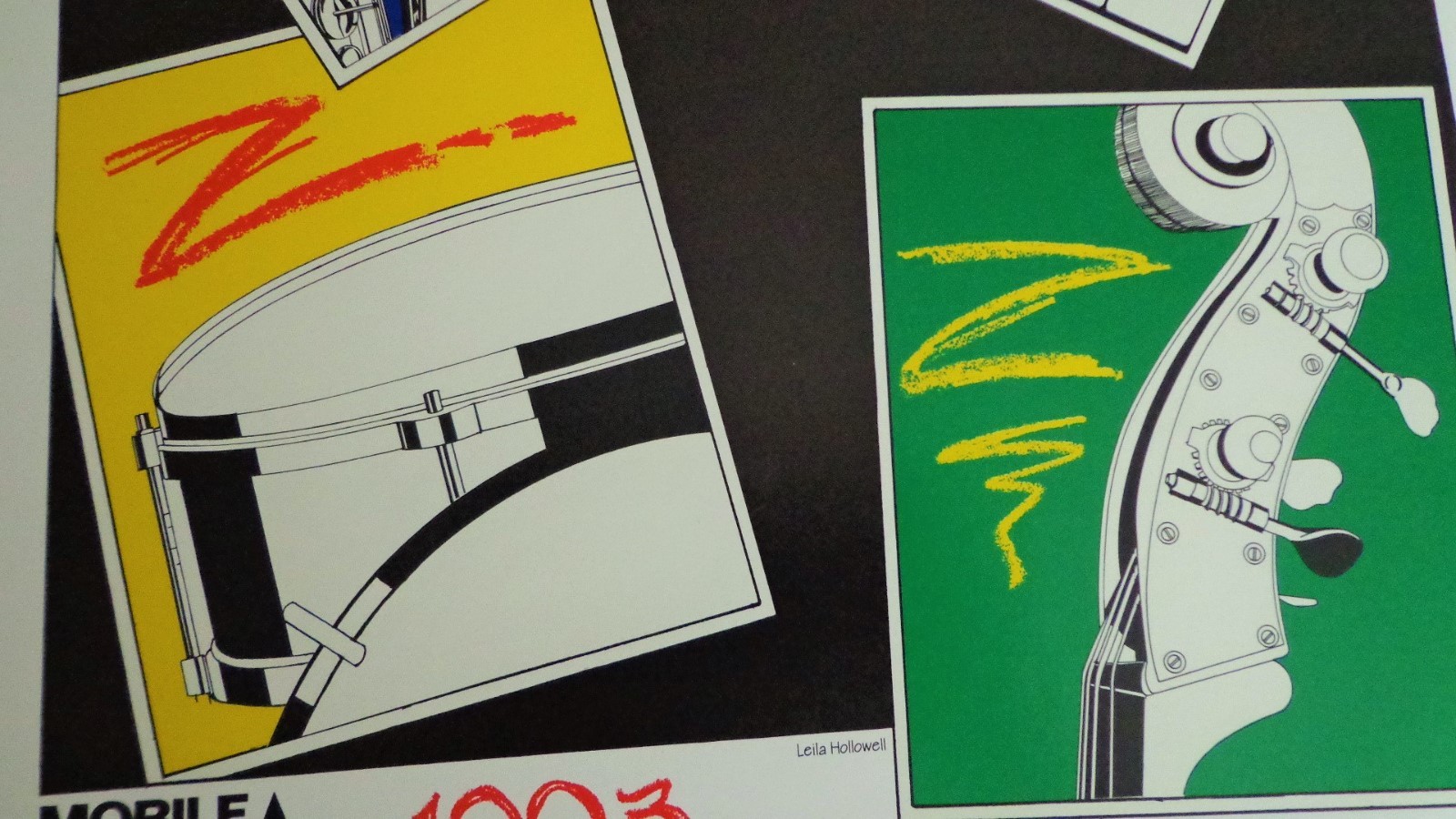 Vintage Jazz Festival Poster SIGNED Leila Hollowell Mobile Alabama