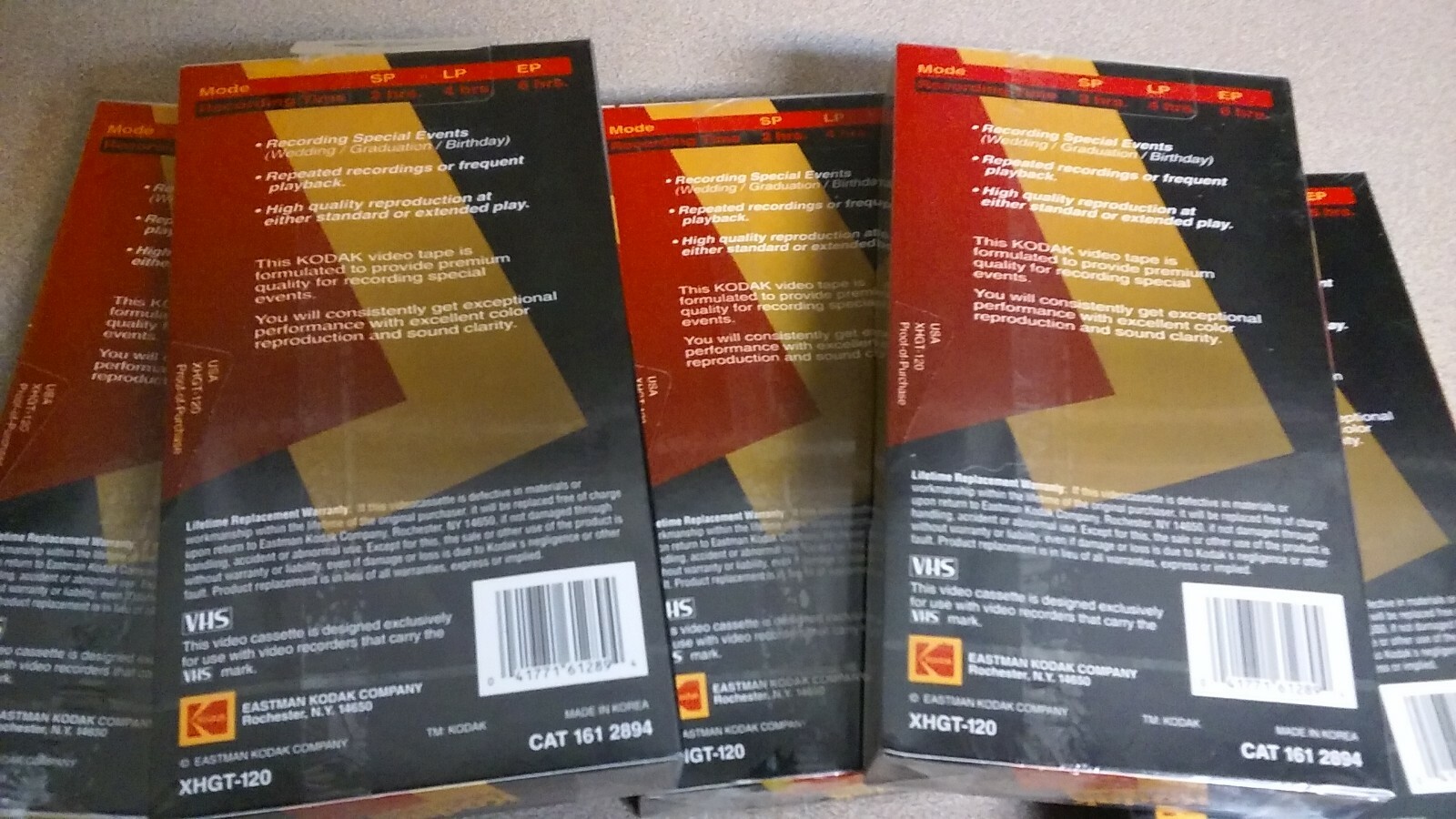 5 KODAK T-120 XHGT BLANK VHS TAPES EXTRA HIGH GRADE