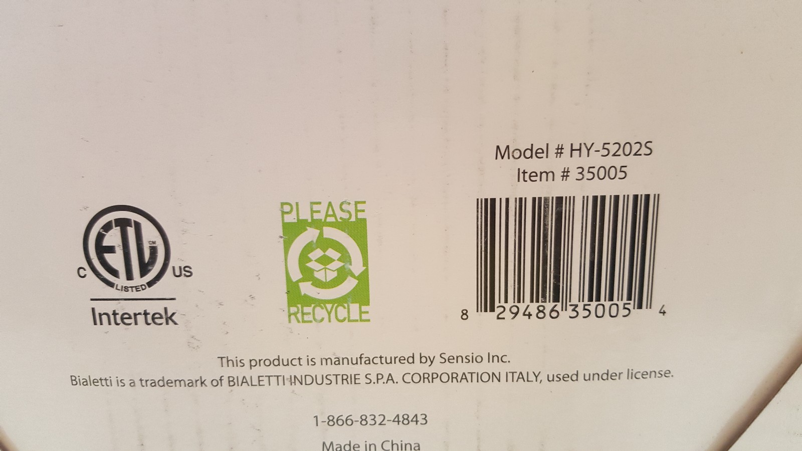 Baialetti Steam Espresso Maker 5 Bar Pressure Model HY-52025 Item 35005 Used