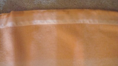 Vintage St Mary's Peach & Beige Colored Blanket  Satin Trim