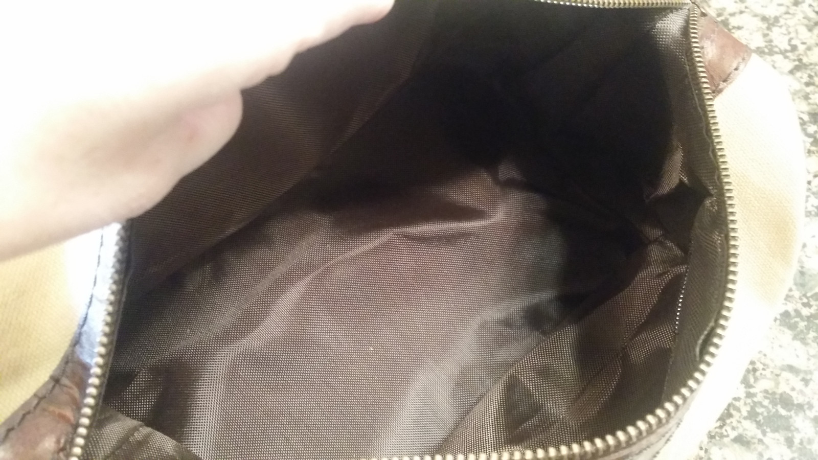 Pottery Barn Saddle Leather & Canvas Toiletry Case