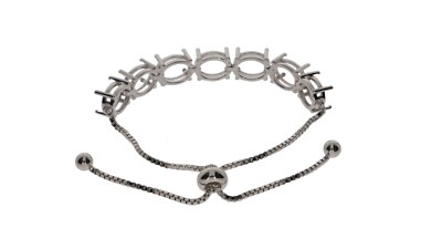 MTO Sterling Silver Semi Mount Bracelet Setting Oval OV 9x7mm PJC16541B
