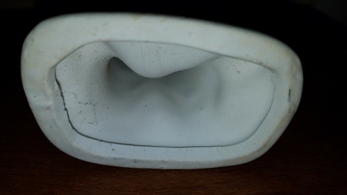 Porcelain Clown Figurine, Rabbit in hat, Bird on head, Orange & Green, 6 1/4