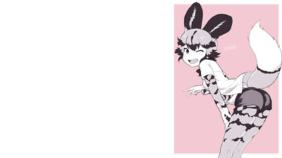 Anime african wild dog kemono friends white background Playmat Game Mat Desk