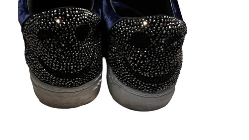 Lola Cruz soft velour sneakers smiley face bling size 7