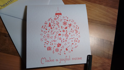 Handmade Music Note bauble design Christmas Card. [SINGLE] SENT TRACKED