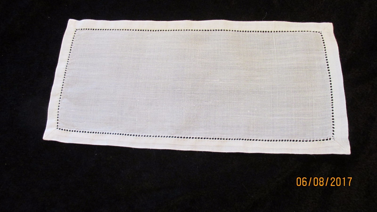 Vintage Linen Table Accent Rectangle Cover Antique White