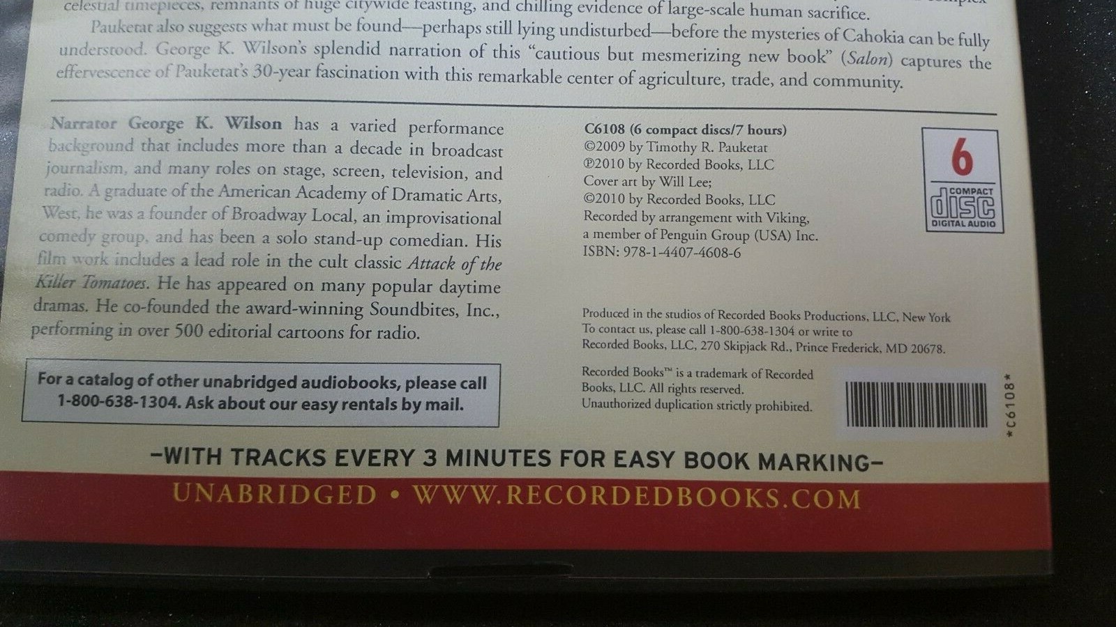 Recorded Books- Timothy R Pauketat Cahokia Ancient Americas on the.. 6  Disc Set