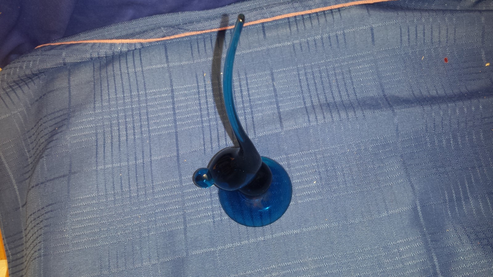 Viking Glass Hand Blown Bluenique Long Tail Bird  Epic Line Mid Century 10