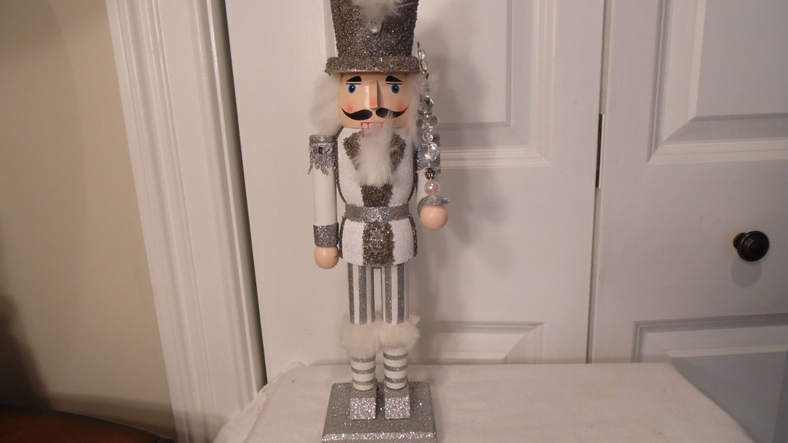 CHRISTMAS NUTCACKER,  TRIMMED WITH SILVER GLITTER, THE BAND LEADER,  14