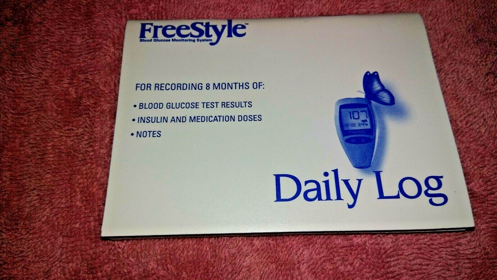 Feestyle therasense blood glucose meter monitor, case/manuals/Daily Log/Lansing+