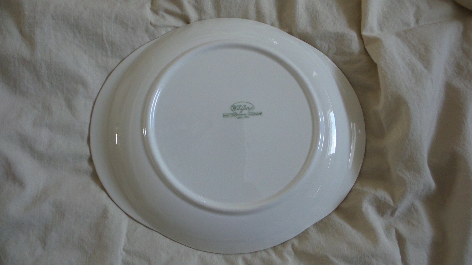 Vintage W. S. George GREEN AND BROWN Stripe Serving Platter  1904-1954